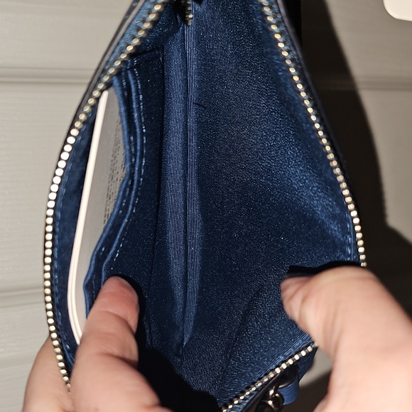 Coach Blue Wristlet with Shearling Trim - Picture 12 of 13